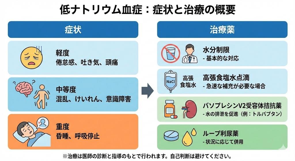 低ナトリウム血症の症状と治療薬について
