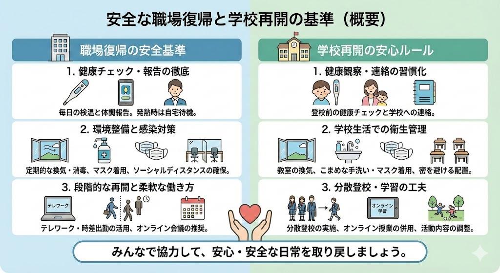 職場復帰や学校再開の基準