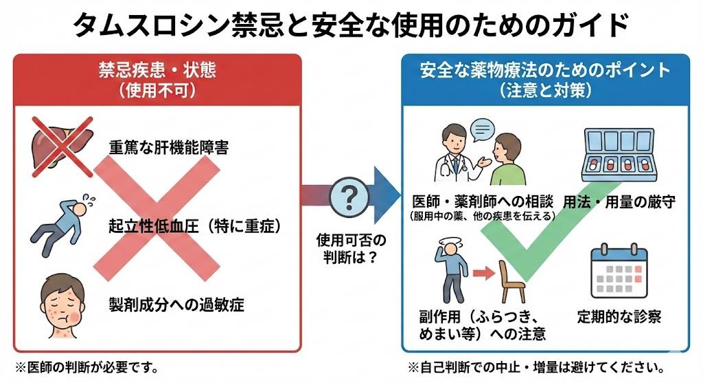 タムスロシン禁忌疾患と安全な薬物療法