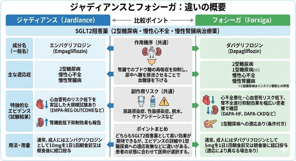 ジャディアンスフォシーガ違い