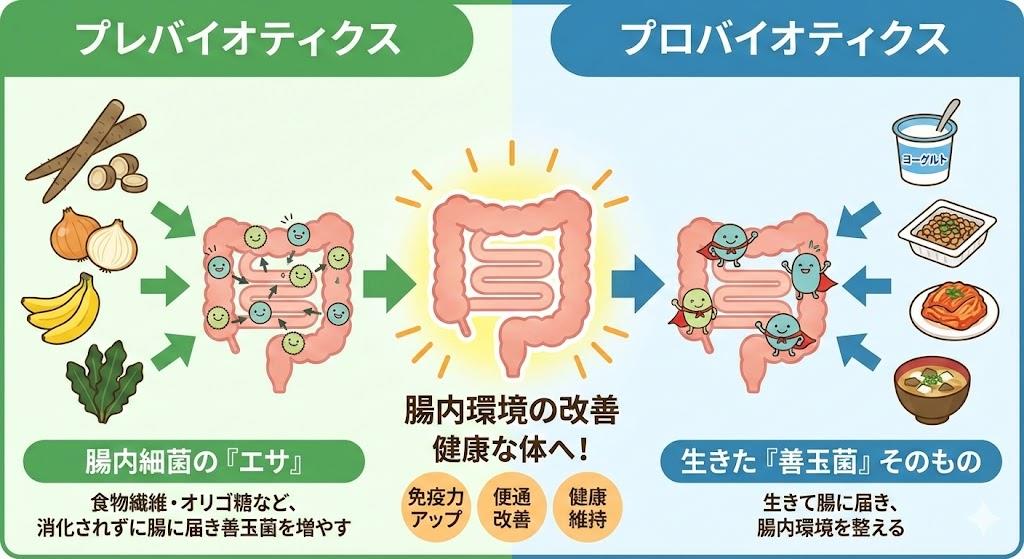 プレバイオティクスとプロバイオティクスの違い