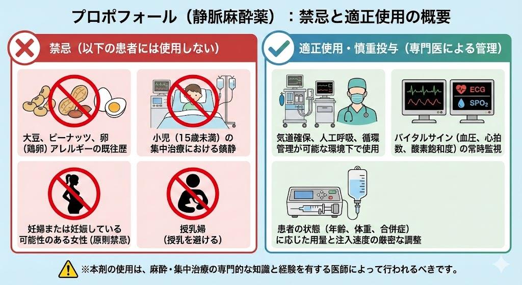 プロポフォール禁忌と適正使用