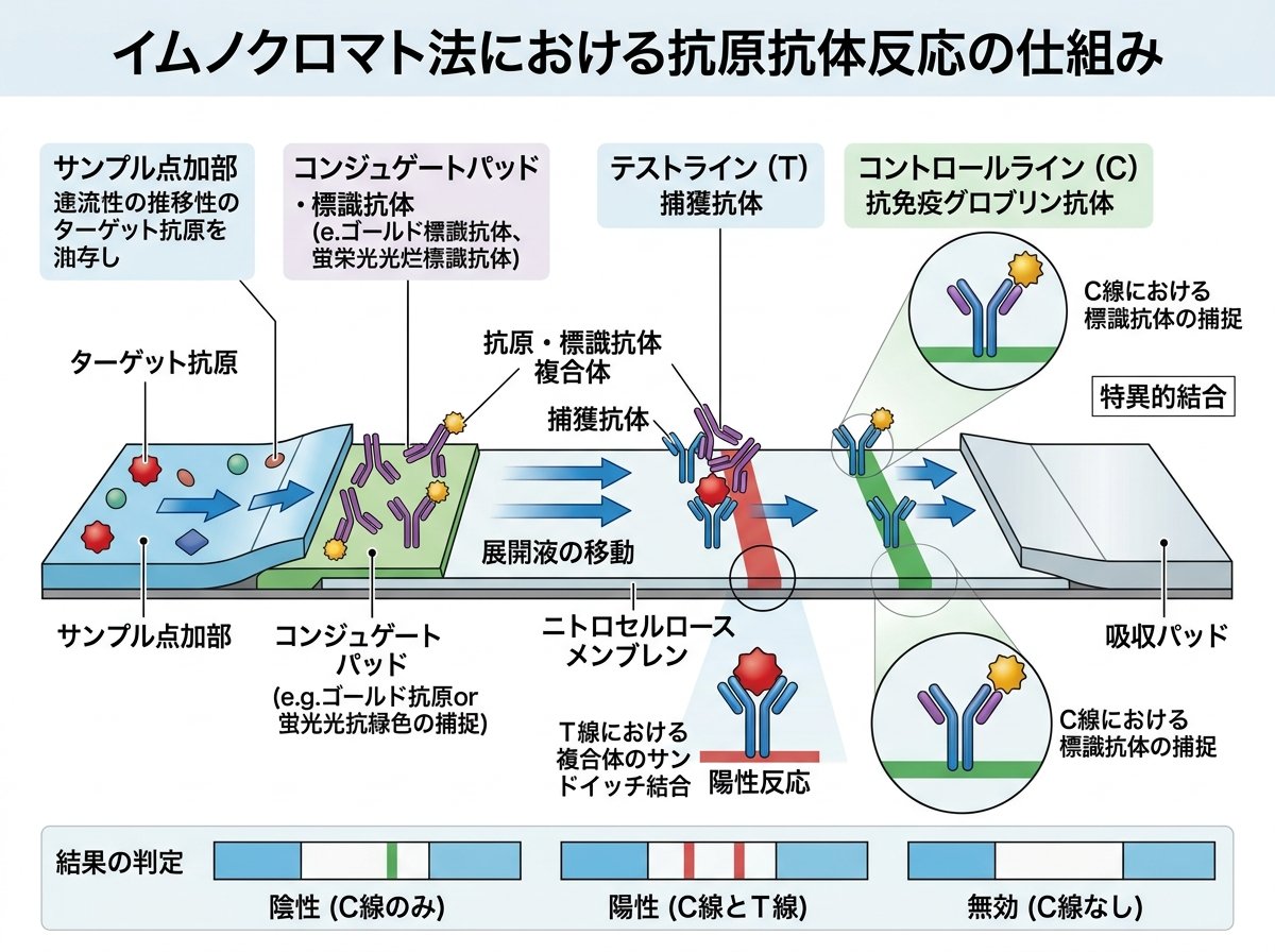 イムノクロマト法における抗原抗体反応の仕組み
