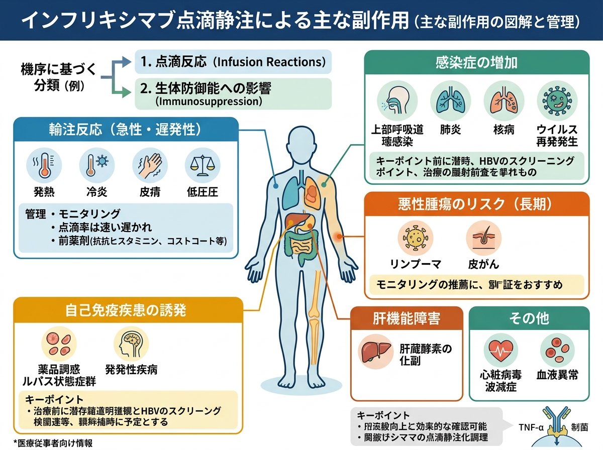 インフリキシマブの点滴静注による主な副作用