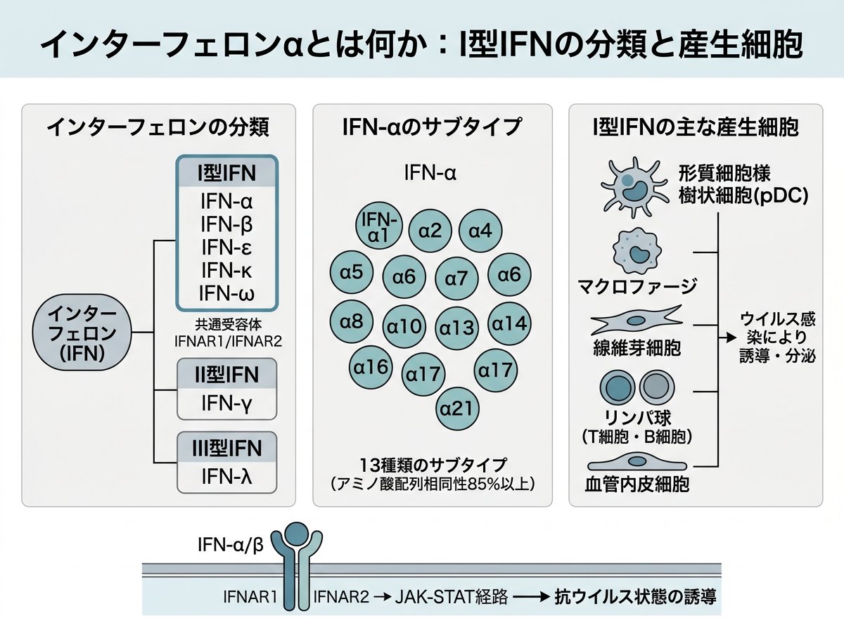 インターフェロンαとは何か:I型IFNの分類と産生細胞