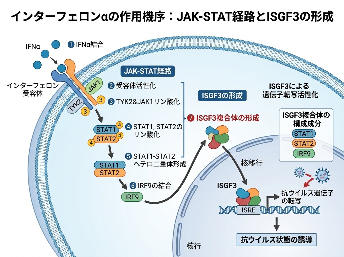 インターフェロンαの作用機序：JAK-STAT経路とISGF3の形成