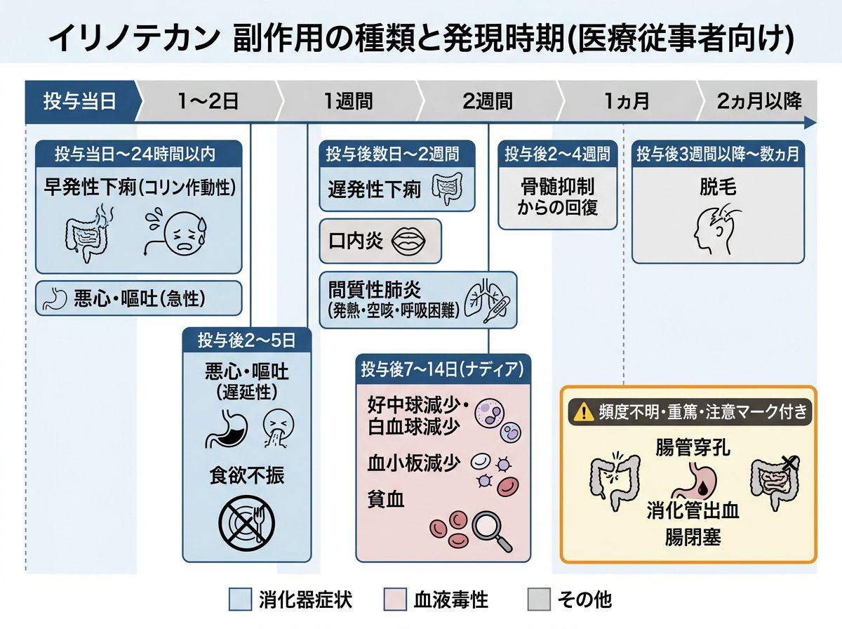 イリノテカンの副作用の種類と出やすい時期