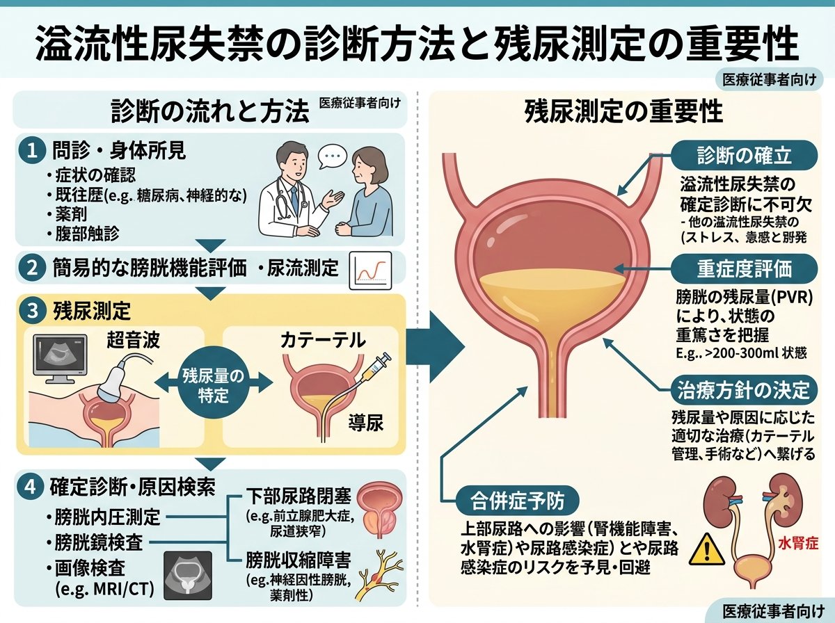 溢流性尿失禁の診断方法と残尿測定の重要性