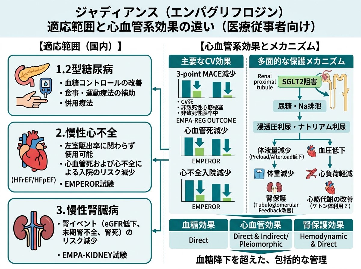 ジャディアンス適応範囲と心血管系効果の違い