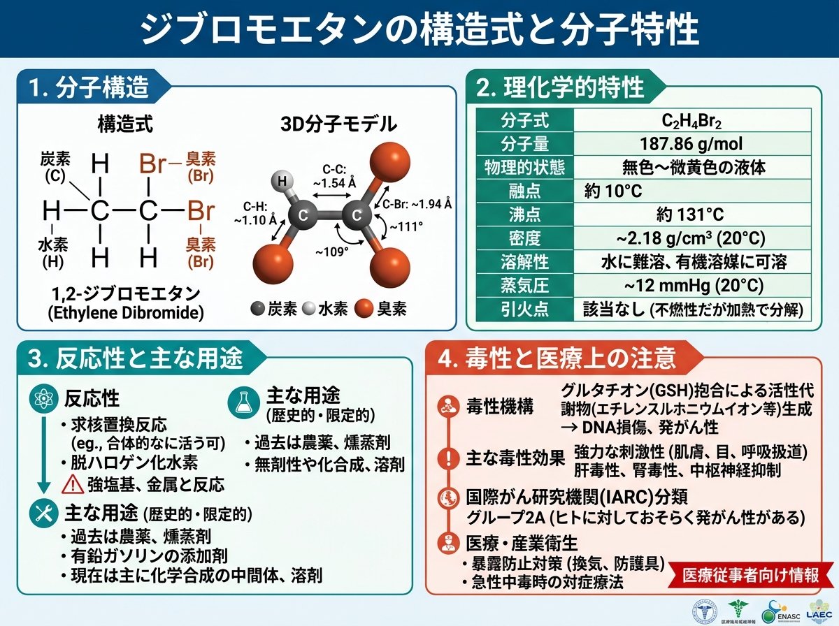 ジブロモエタンの構造式と分子特性