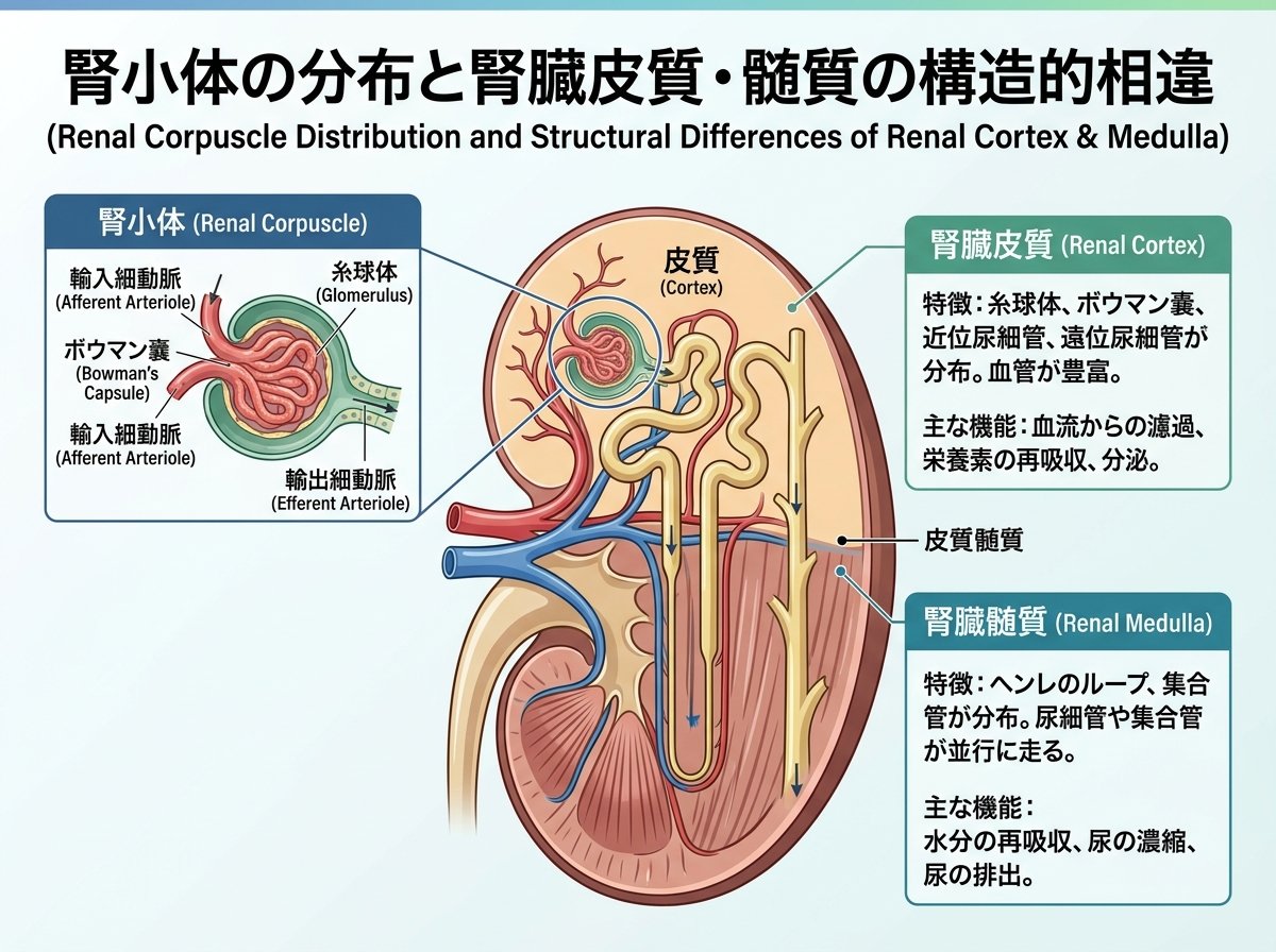 腎小体どこ腎臓皮質と髄質の違い