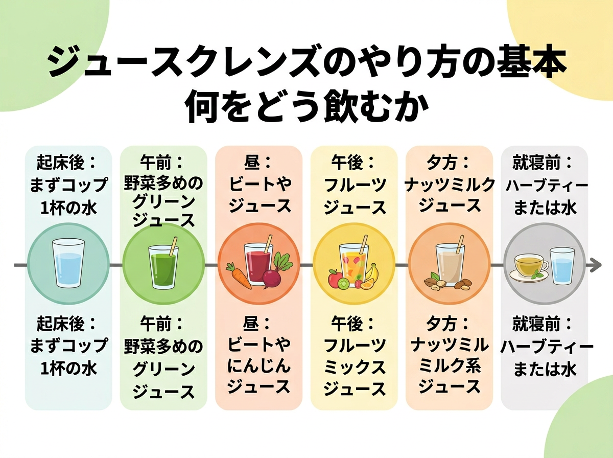 ジュースクレンズのやり方の基本：何をどう飲むか