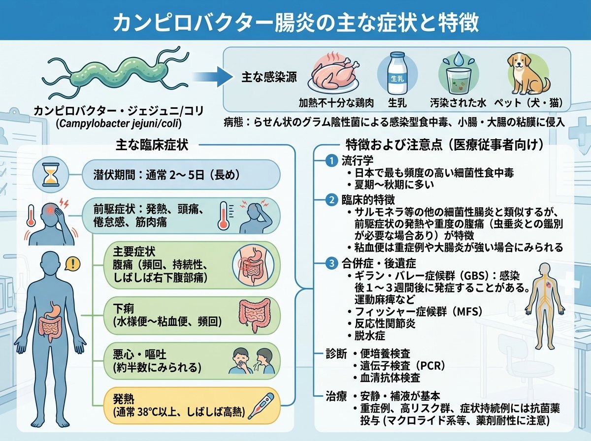 カンピロバクター腸炎の主な症状と特徴