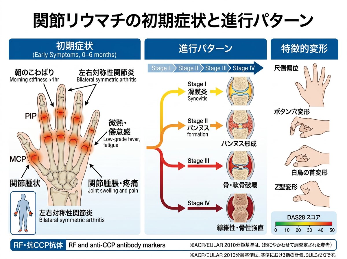 関節リウマチの初期症状と進行パターン