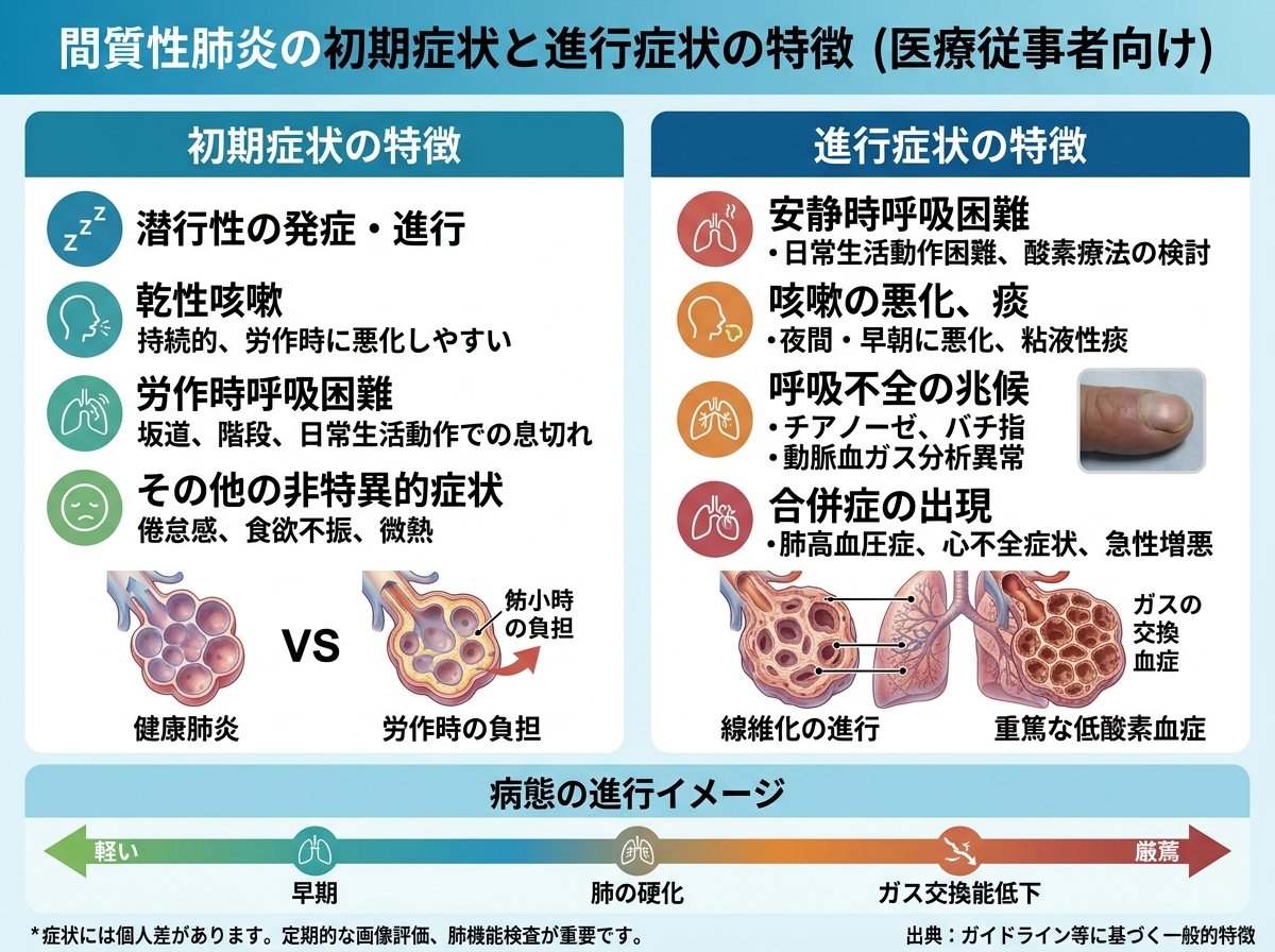 間質性肺炎の初期症状と進行症状の特徴
