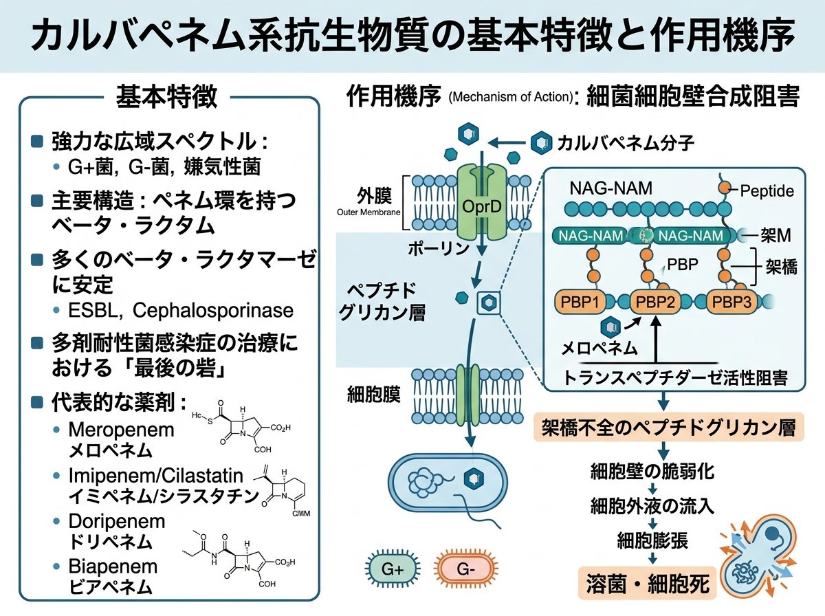 カルバペネム系抗生物質の基本特徴と作用機序