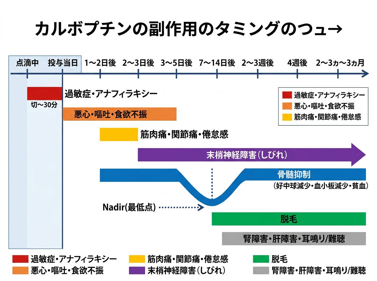 カルボプラチンの副作用が現れる時期の全体像