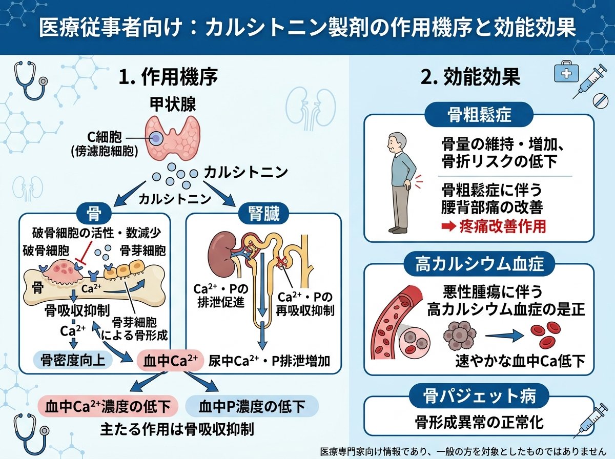 カルシトニン製剤の作用機序と効能効果