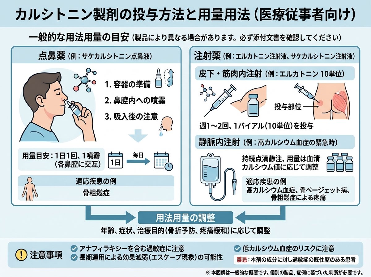 カルシトニン製剤の投与方法と用量用法