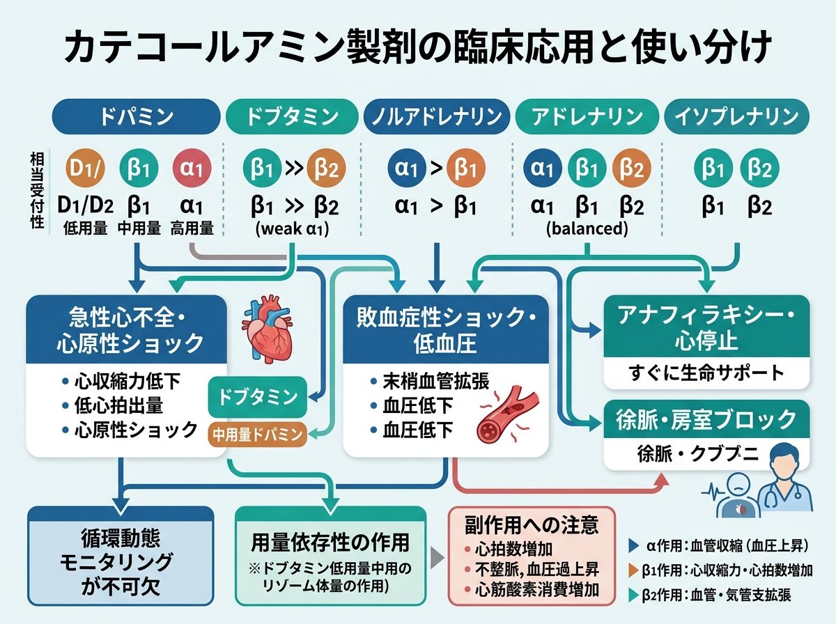 カテコールアミン製剤の臨床応用と使い分け