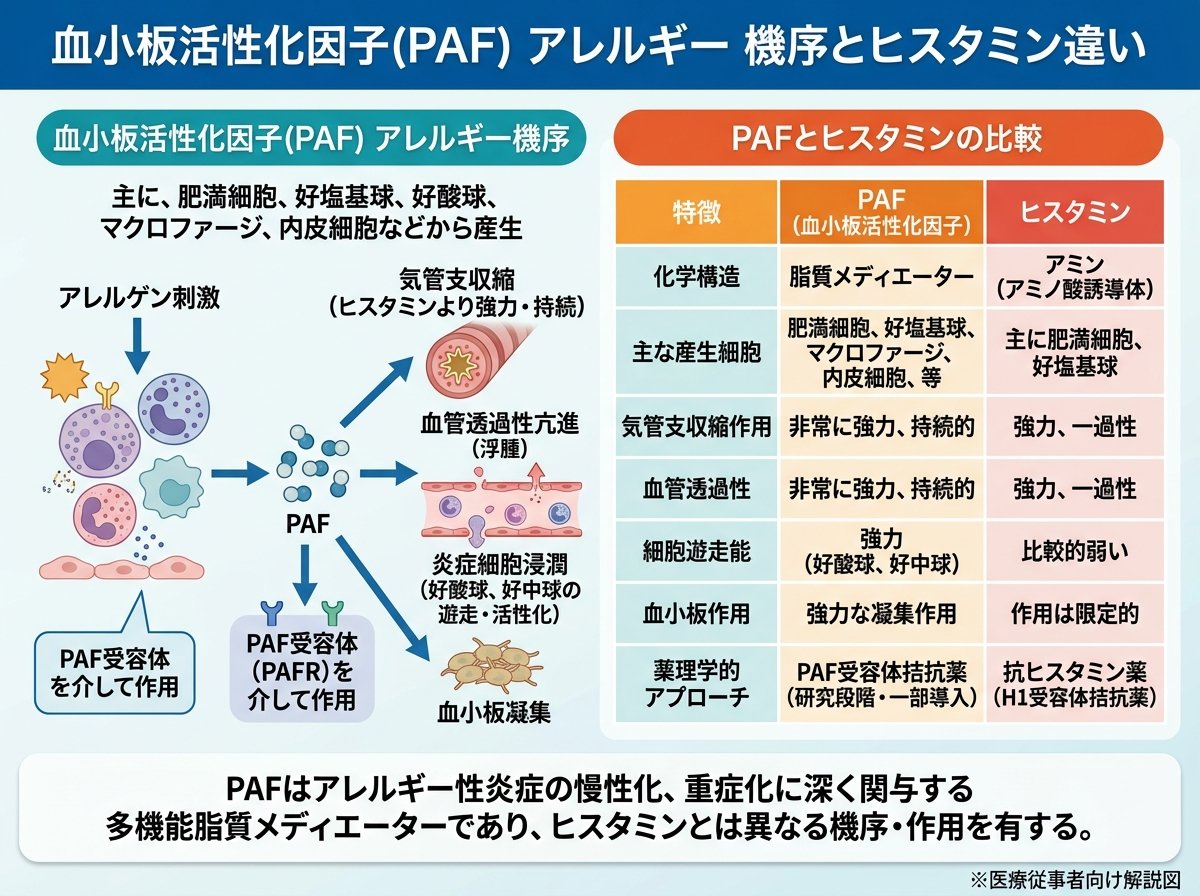 血小板活性化因子 アレルギー 機序とヒスタミン違い