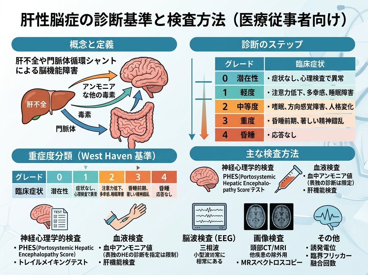 肝性脳症の診断基準と検査方法