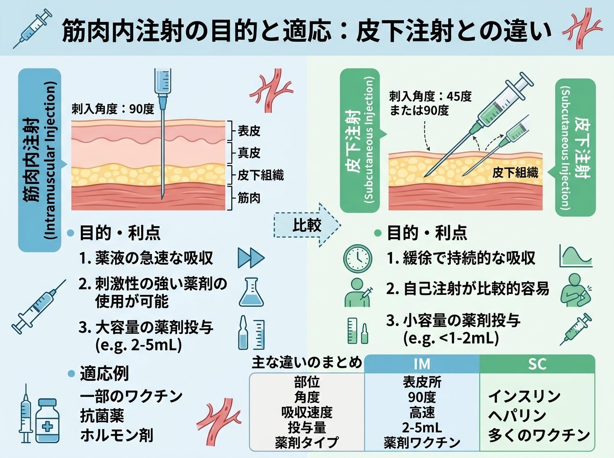 筋肉内注射の目的と適応：皮下注射との違い