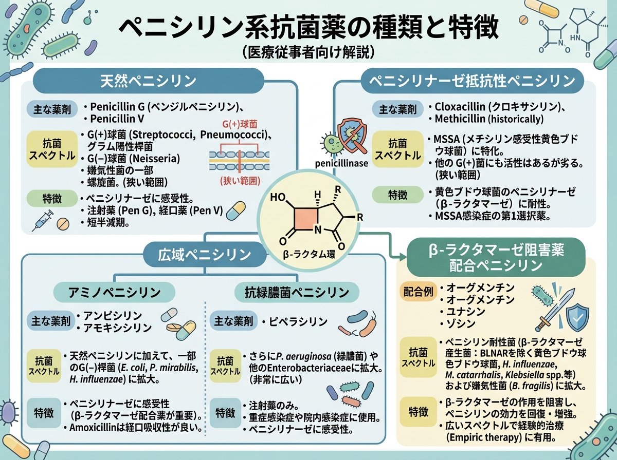 ペニシリン系抗菌薬の種類と特徴