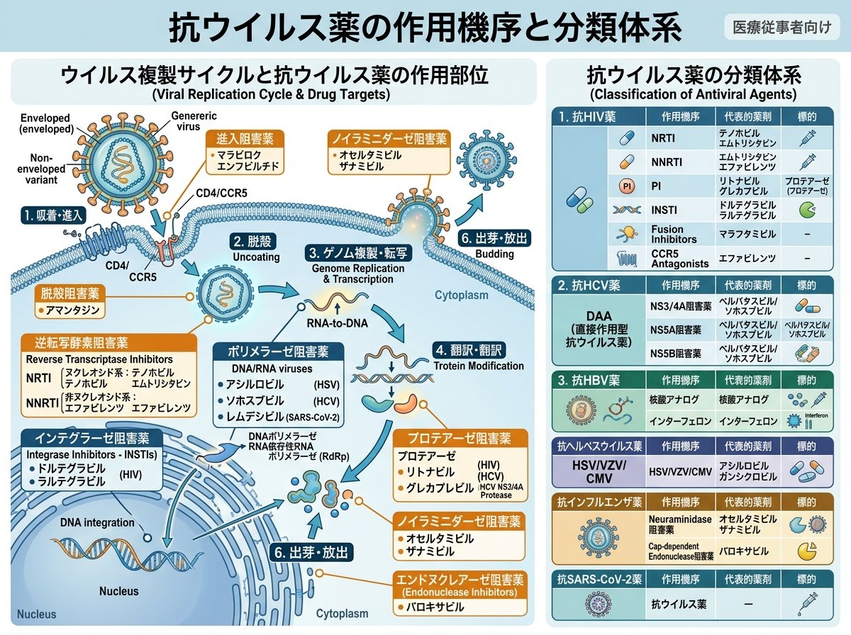 抗ウイルス薬の作用機序と分類体系