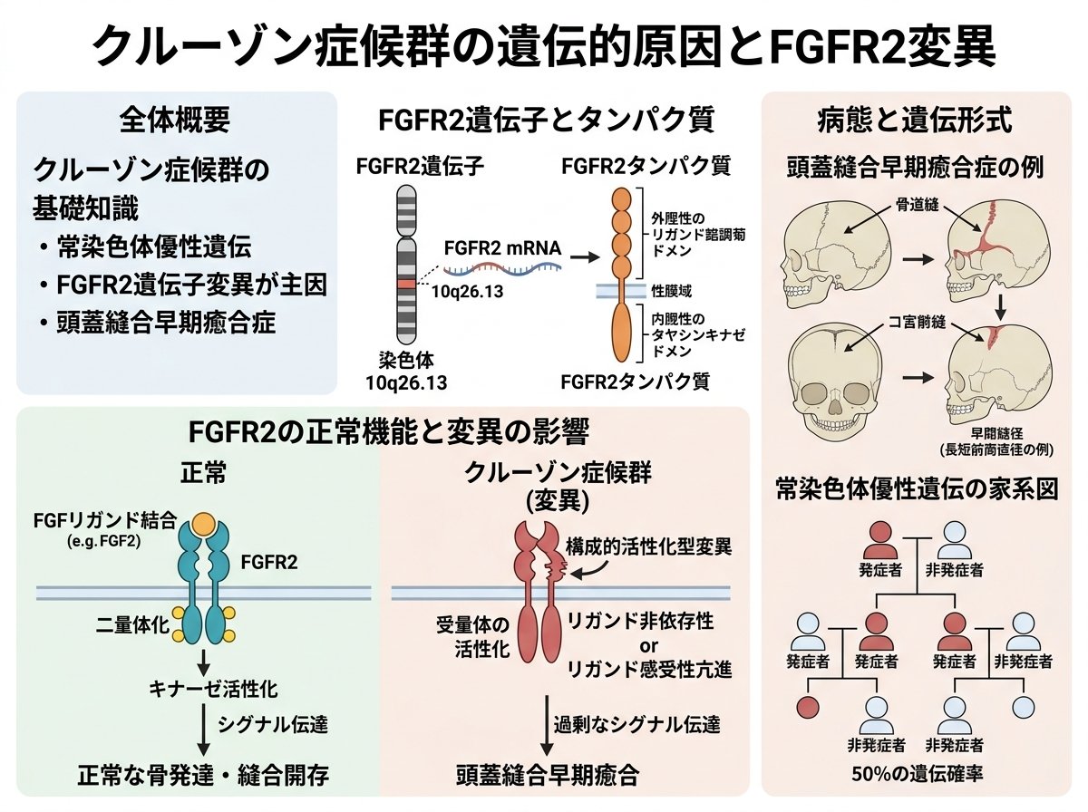 クルーゾン症候群の遺伝的原因とFGFR2変異