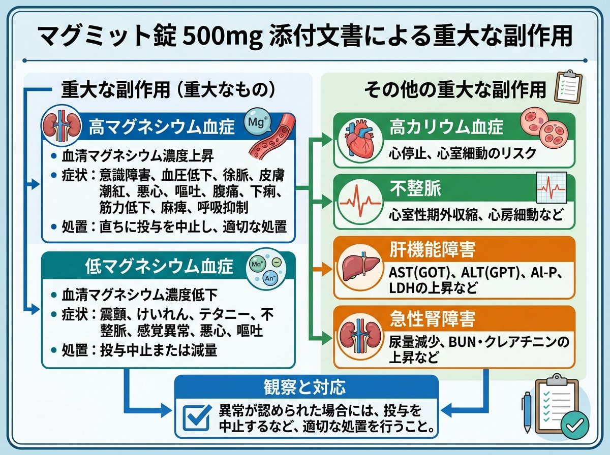 マグミット500添付文書による重大副作用記載内容