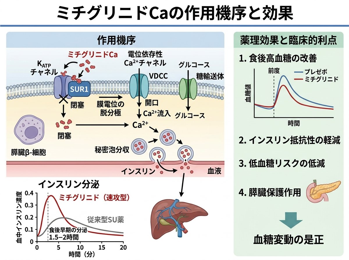 ミチグリニドCaの作用機序と効果