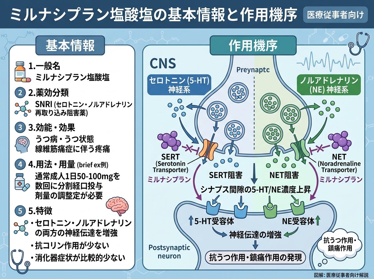 ミルナシプラン塩酸塩の基本情報と作用機序