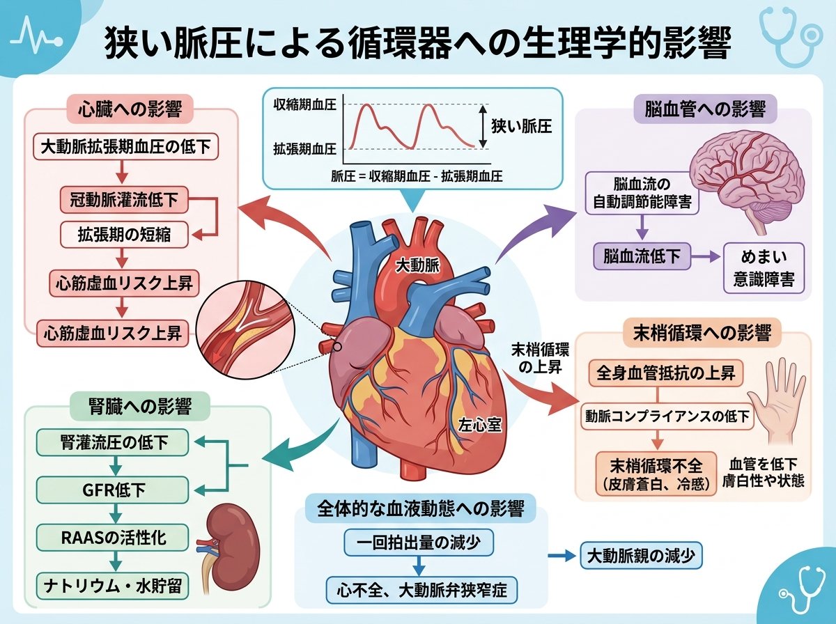 脈圧小さいことによる循環器への影響