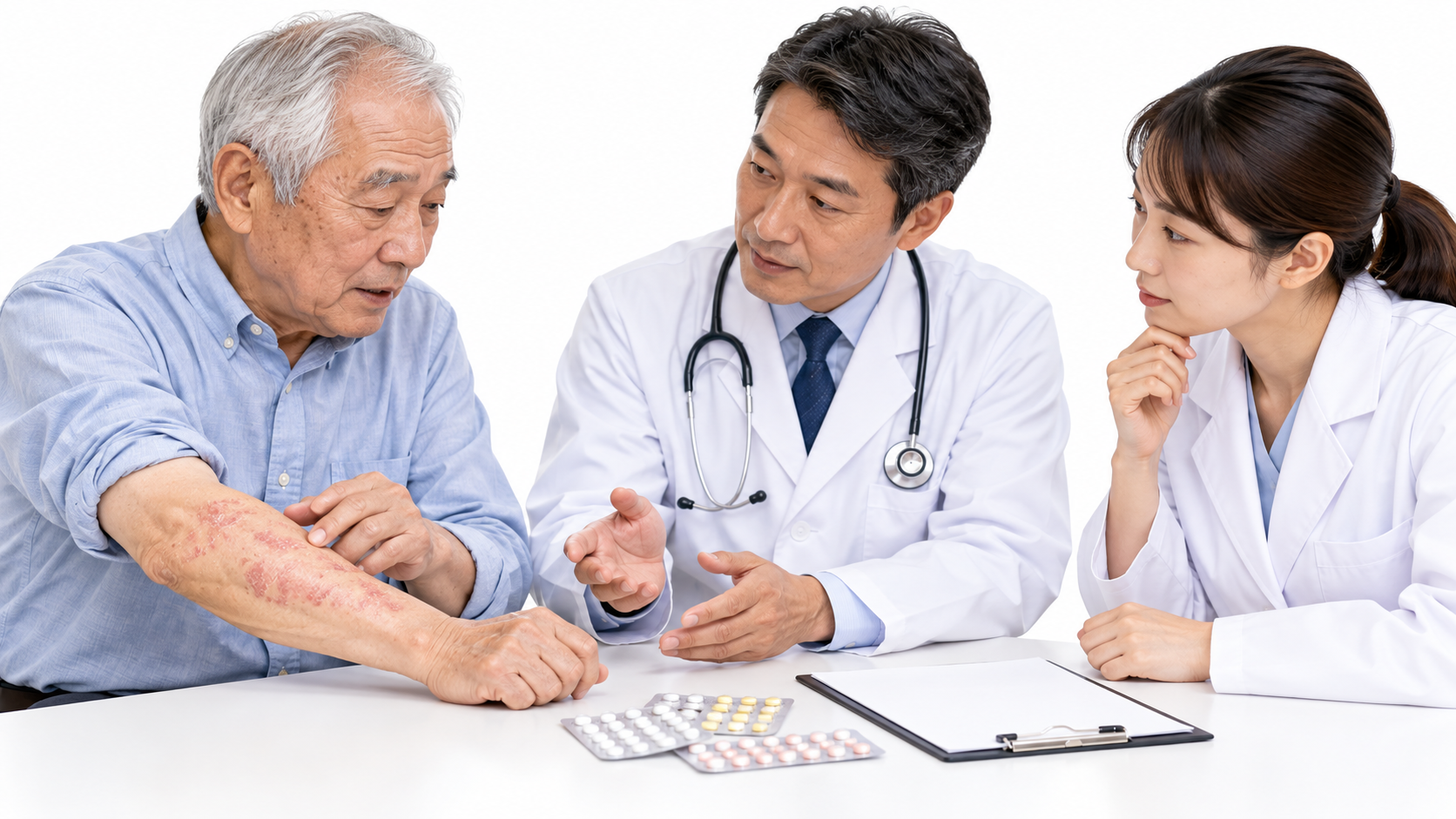 アーリーダ皮疹における薬剤調整と治療継続戦略の解説図