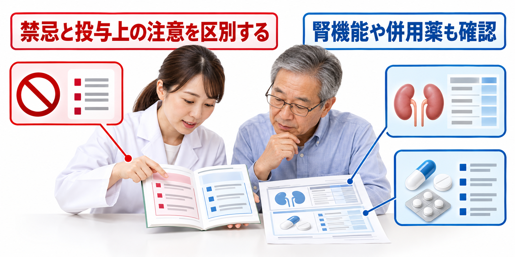 禁忌の欄と注意が必要な病歴を読み分ける