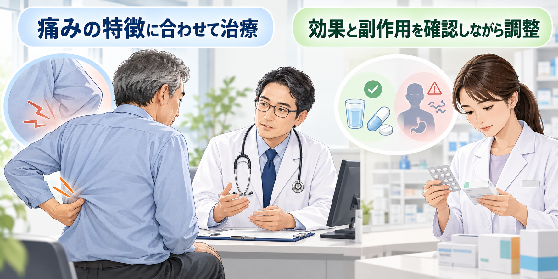 帯状疱疹後神経痛の薬物療法の解説図
