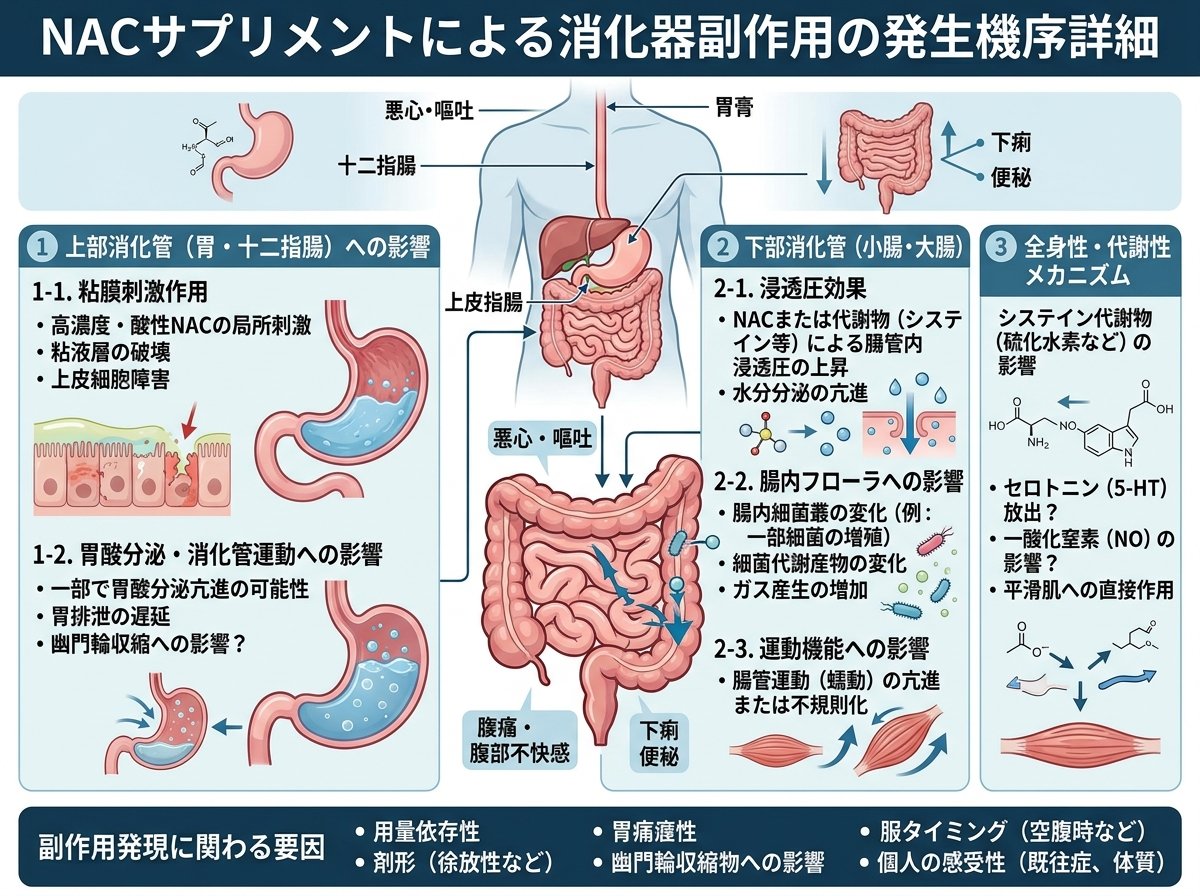 nacサプリメント消化器副作用の詳細機序