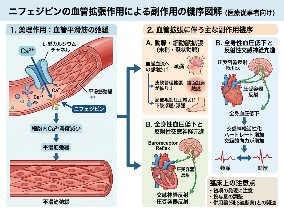 ニフェジピンの血管拡張による副作用