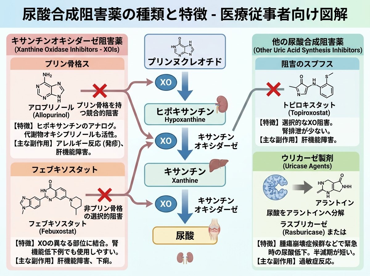 尿酸合成阻害薬の種類と特徴