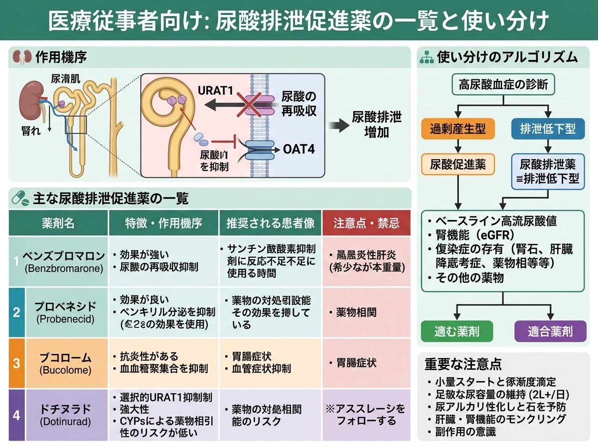 尿酸排泄促進薬の一覧と使い分け