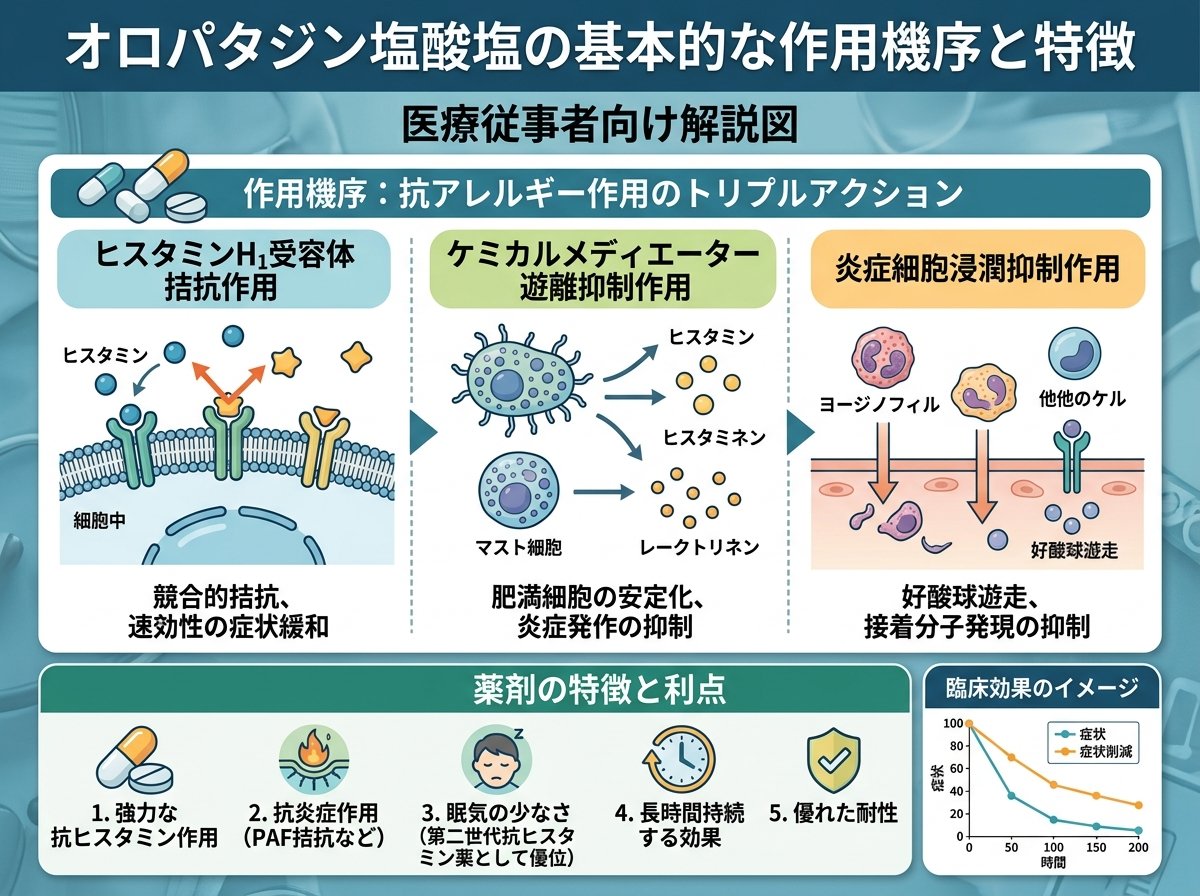 オロパタジン塩酸塩の基本的な作用機序と特徴