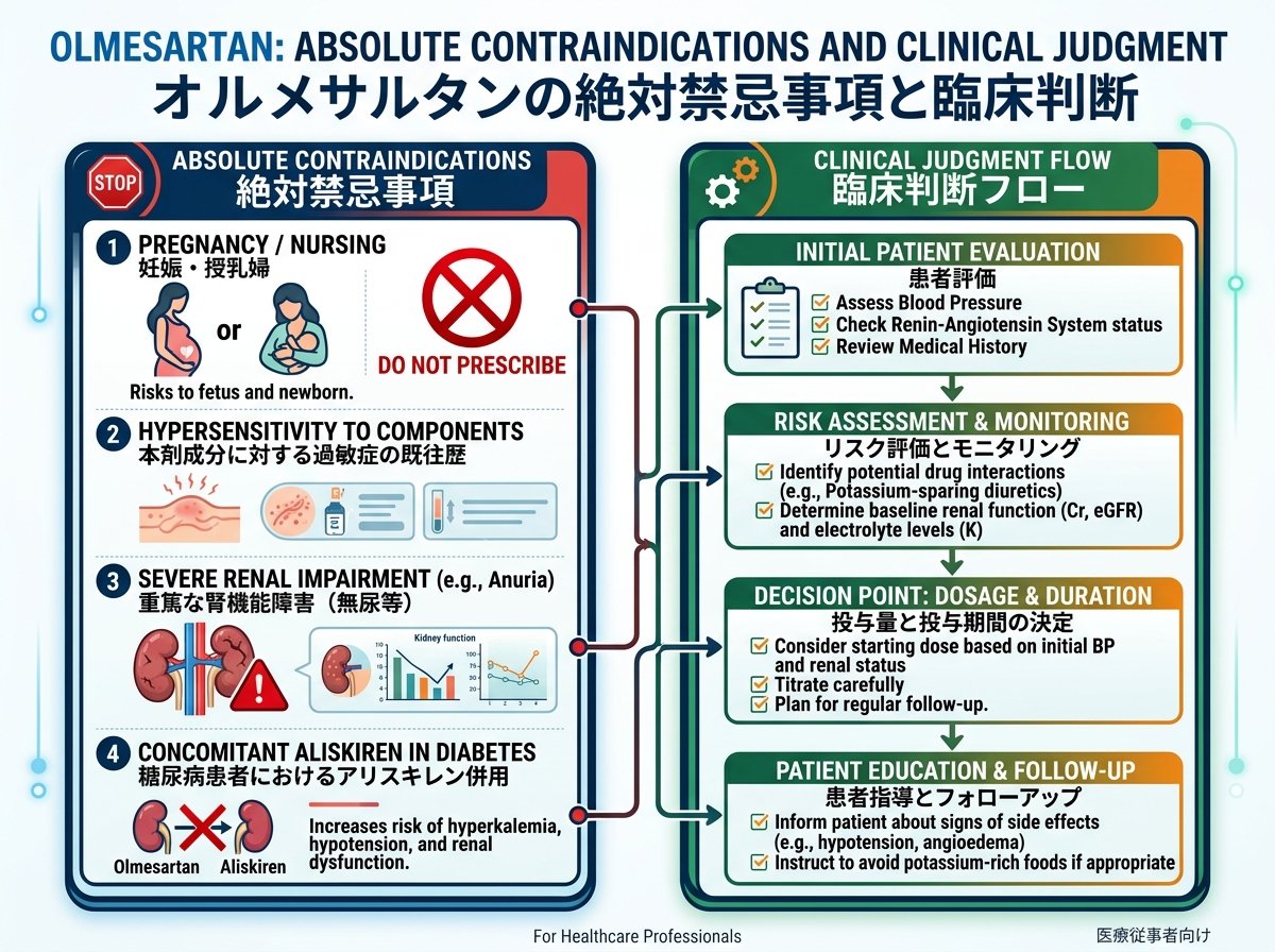 オルメサルタンの絶対禁忌事項と臨床判断