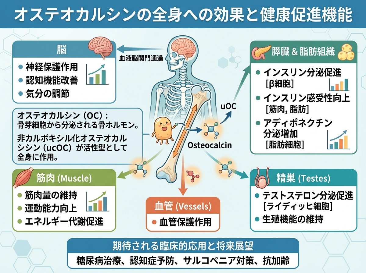 オステオカルシンの全身への効果と健康促進機能
