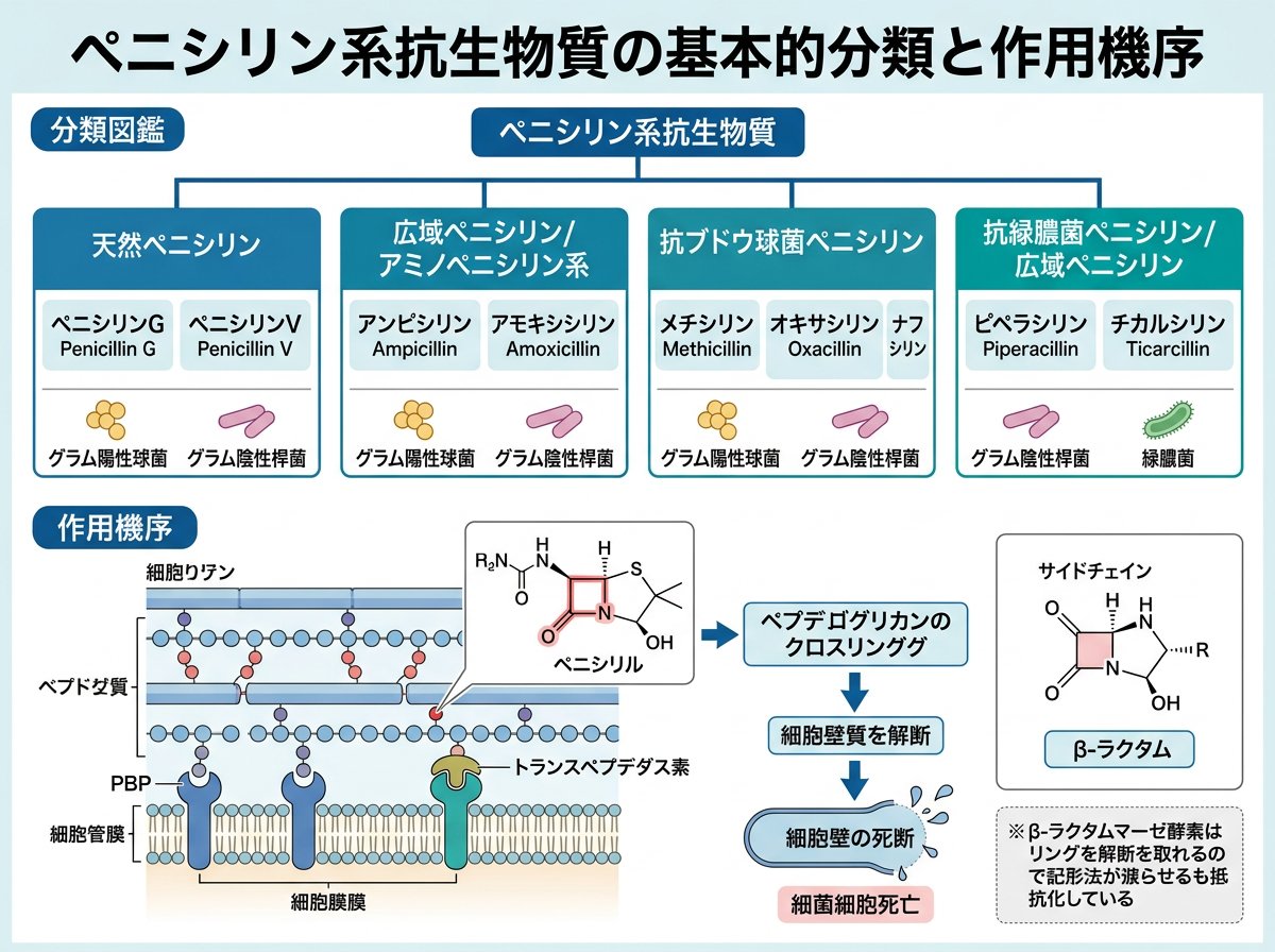 ペニシリン系抗生物質の基本的分類