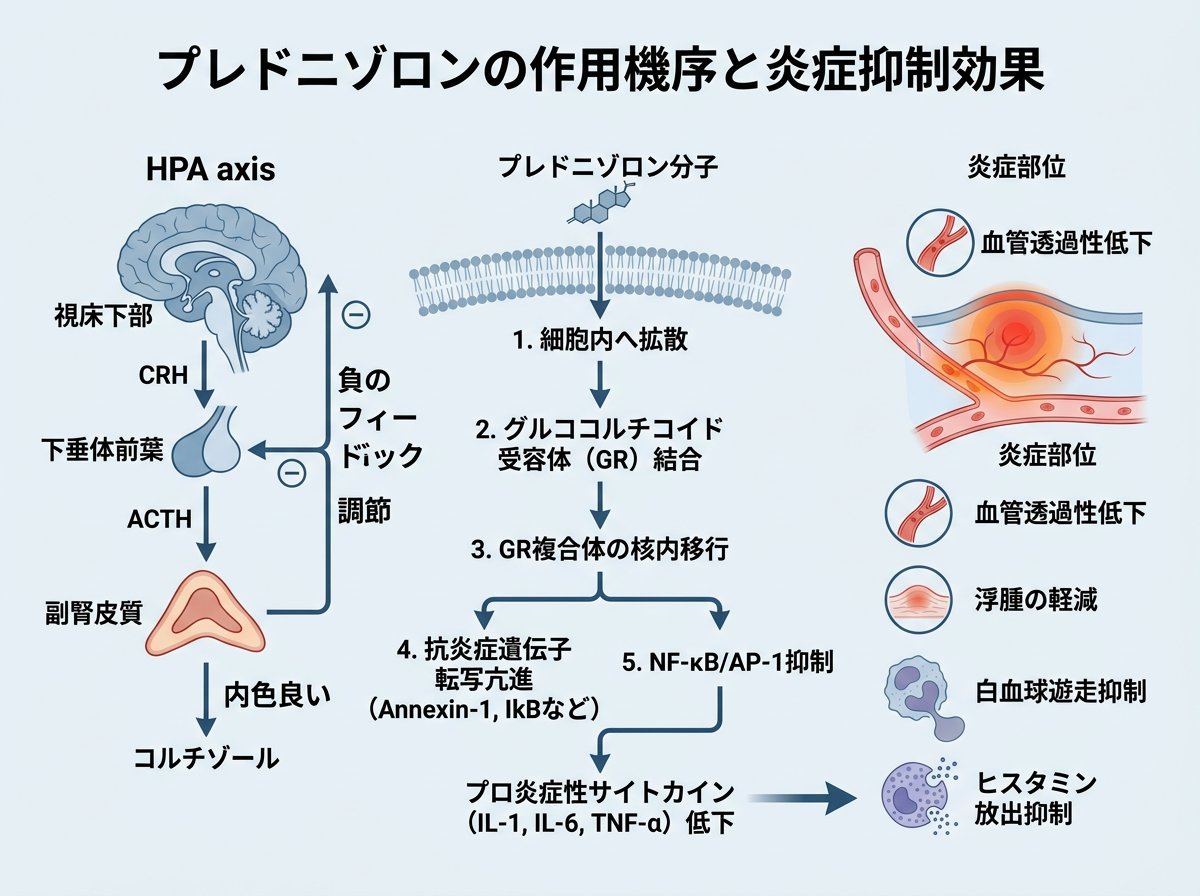 プレドニゾロンの作用機序と炎症抑制効果