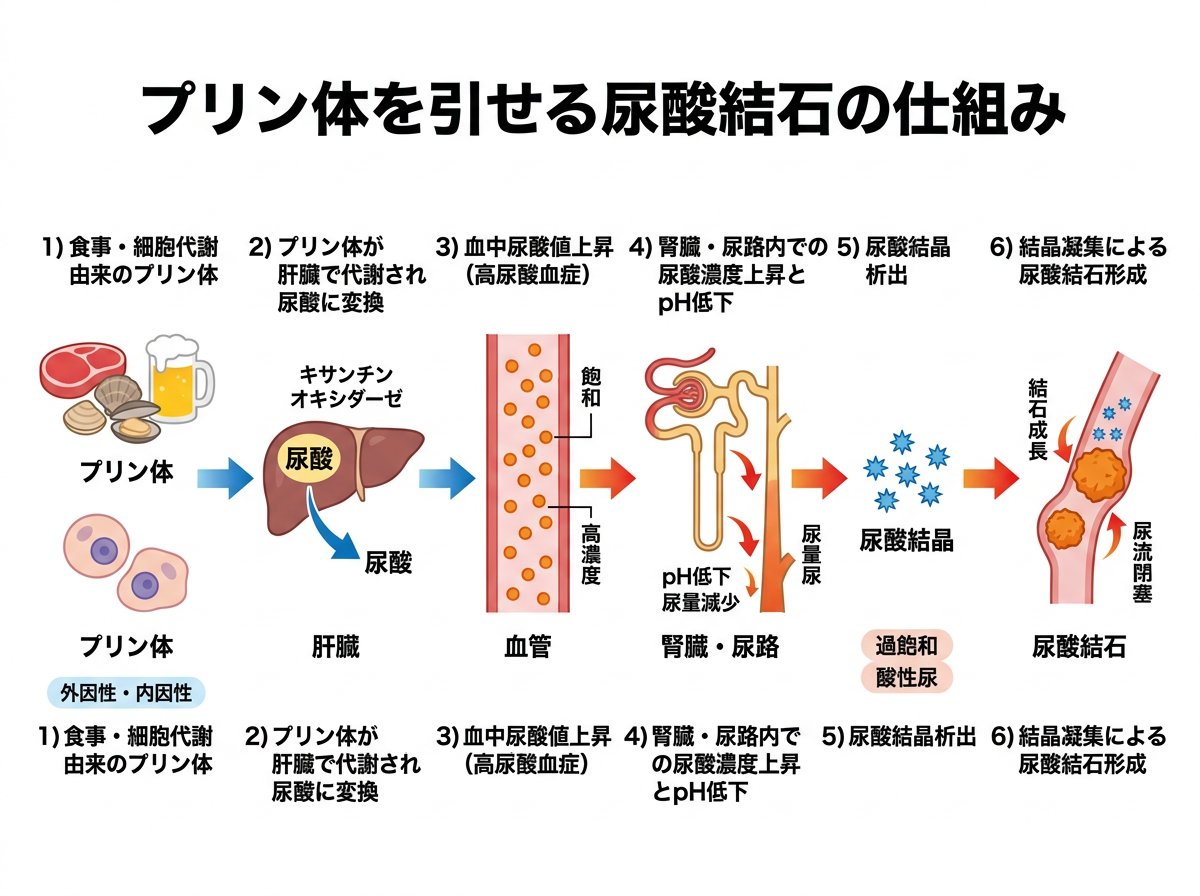 プリン体が尿酸結石を引き起こすメカニズム