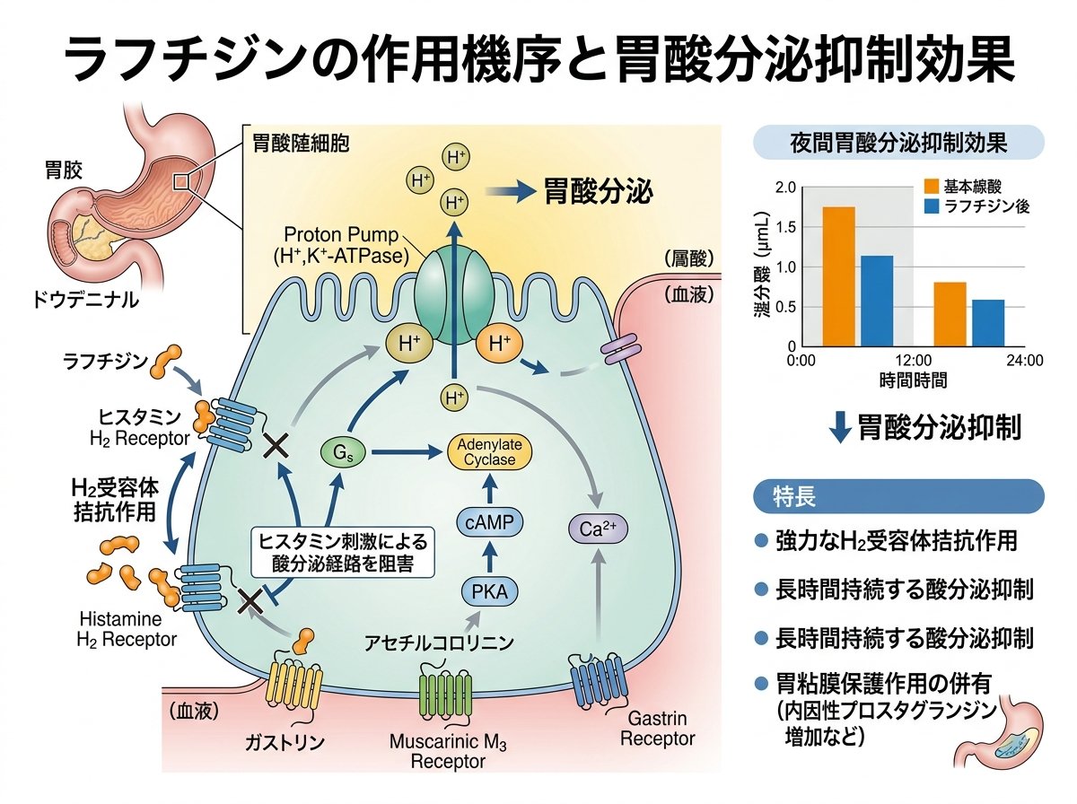 ラフチジンの作用機序と胃酸分泌抑制効果