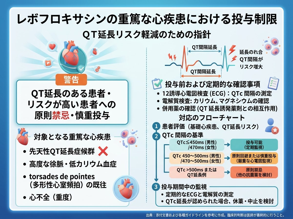 レボフロキサシンの重篤な心疾患における投与制限