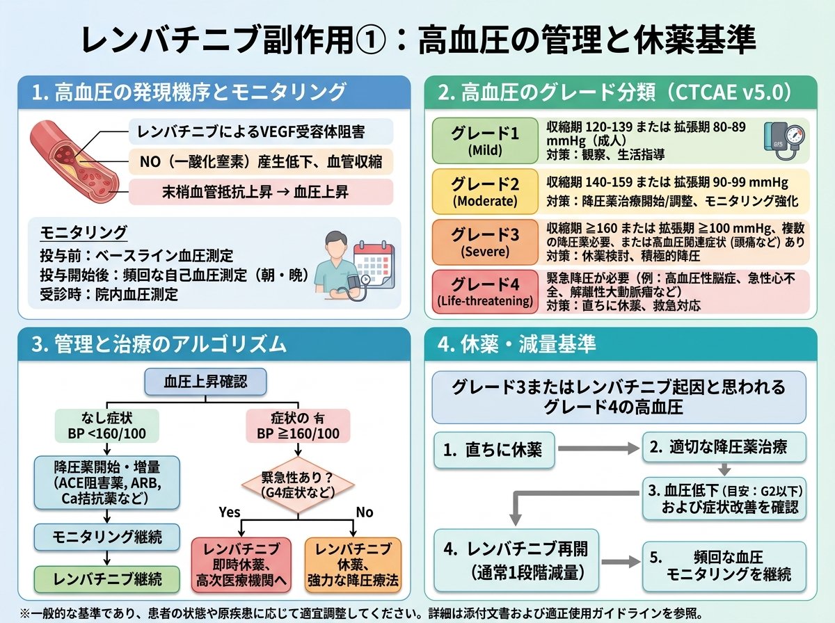 レンバチニブ副作用①:高血圧の管理と休薬基準